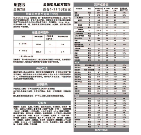 紐嬰培金裝配方嬰兒奶粉2段