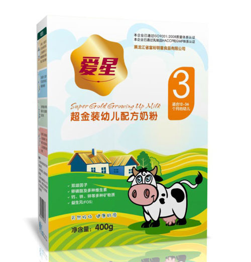 愛(ài)星超金裝幼兒配方奶粉3段400g盒裝