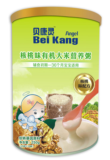 貝康靈核桃味有機(jī)大米營(yíng)養(yǎng)粥(聽(tīng)裝)